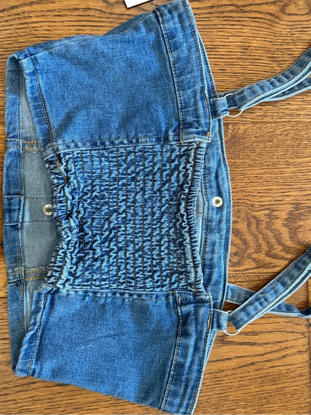 Dylan Ryan NYC Denim Smocked Crop Top Size Medium NWT - Picture 7 of 9